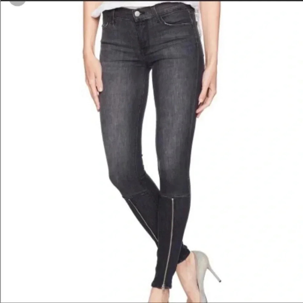 Jbrand Alana high rise skinny crop front zip denim
